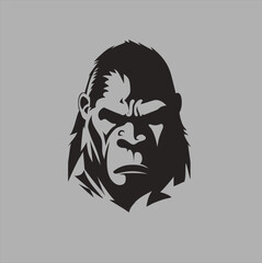 Kingkong head design vector with peach background. Kingkong animal icon vector illustration.