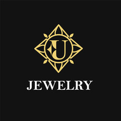 U Letter with Sparkle and Diamond Icon for Jewelry Ring, Necklace, Accessories Retail, Store Business Workshop Logo Template