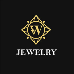 W Letter with Sparkle and Diamond Icon for Jewelry Ring, Necklace, Accessories Retail, Store Business Workshop Logo Template