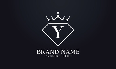 Diamond crown logo. Luxury queen logo for jewelry with letters