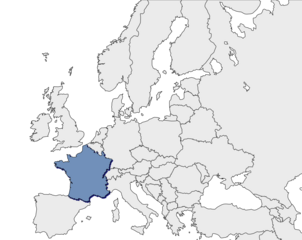 Europe continent with France detail flat map. Europe countries outlines. Europe. Transparent background