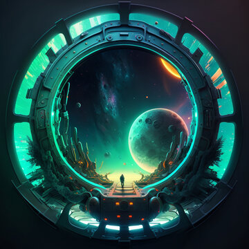 ilustra&ccedil;&atilde;o lua neon desing colorful, generative AI