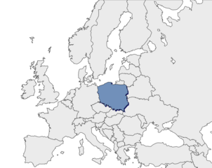 Europe continent with Poland detail flat map. Europe countries outlines. Europe. Transparent background