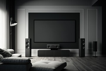 Home cinema in modern interior 