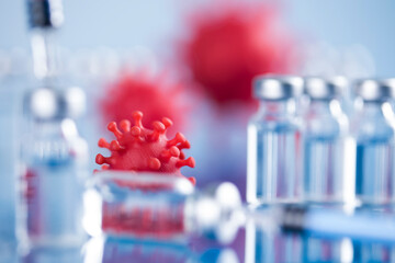 Close up medical syringe with a vaccine