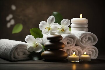 Obraz na płótnie Canvas Massage zen aromatherapy spa beauty background. Generative AI