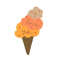 I love you ice cream illustration