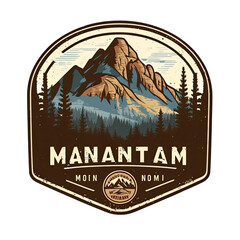 Generative AI illustration of a Mountain outdoor national park logo emblem badge patch illustration vintage grunge vector