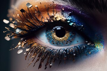 Intense Eye Makeup Tutorial: How to Create Dramatic Eyeshadow and Falsies Look, AI generated