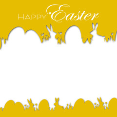 illustration of an background, happy easter yellow, frame easter
