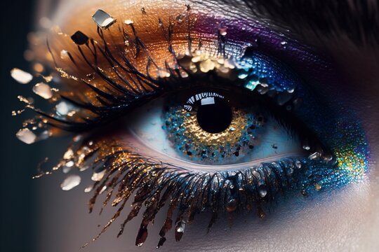Intense Eye Makeup Tutorial: How to Create Dramatic Eyeshadow and Falsies Look, AI generated