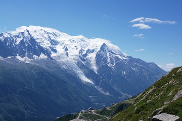view on Mont Blanc massive over Chamonix  valley