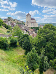 Landscape vue on old histrical small french town Saint Cirq Lapopie 