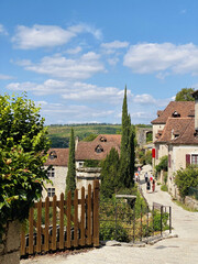 Landscape vue on old histrical small french town Saint Cirq Lapopie 