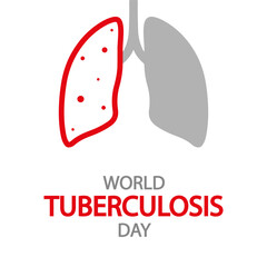 World TB Day red lung, vector art illustration.