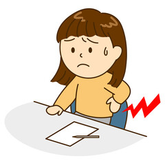 腰痛になり座るのが辛そうな若い女性