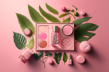 Fototapeta na wymiar cosmetics pink background