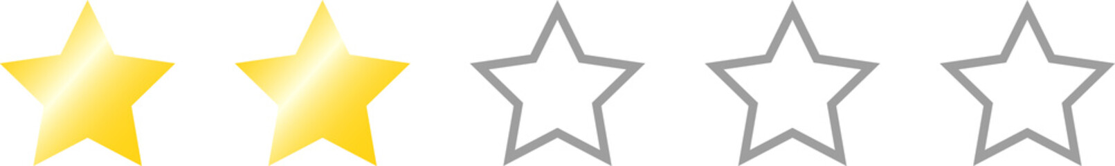 Two star review rating. Website product review stars. Rating Stars. 2 star customer product rating. Bad, low rating. Flat icon for apps and site. 