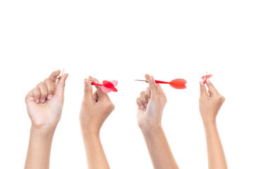 Collection of Female hand holding a darts.
