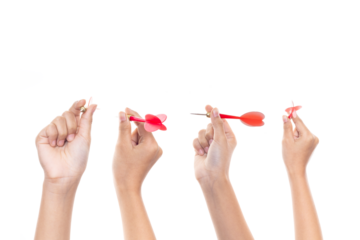 Collection of Female hand holding a darts.