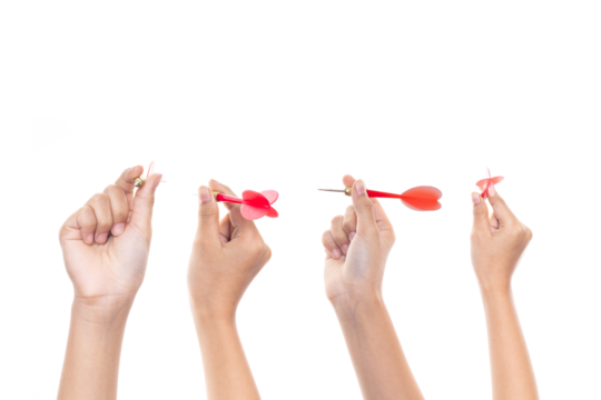 Collection of Female hand holding a darts.