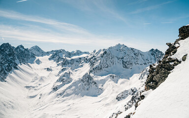 Fototapeta na wymiar Winter at the austrian alps. Schöntalspitze, skitour sellrain Tyrol, Austria