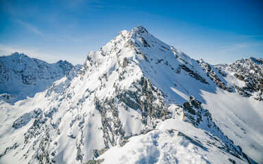 Winter at the austrian alps. Schöntalspitze, skitour sellrain Tyrol, Austria