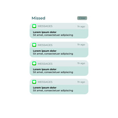 Notification Boxes Template for Iphone. Smartphone Message Interface. Vector illustration. Android. Smartphone. IMessages. We Chat. Line. Whatsapp. Samsung Galaxy