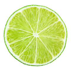 Slice of lime citrus fruit isolated on transparent background