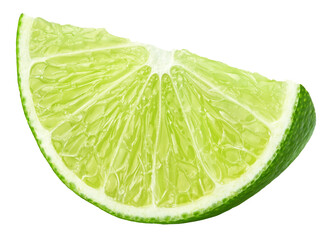 Slice of lime citrus fruit isolated on transparent background