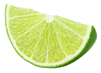 Slice of lime citrus fruit isolated on transparent background