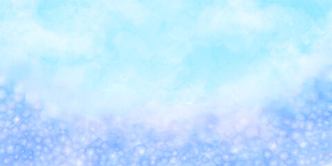 ネモフィラ畑と青空をイメージした背景, 初夏 水彩 イラストレーション アブストラクト