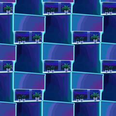 Abstract seamless pattern of window with a night city view
