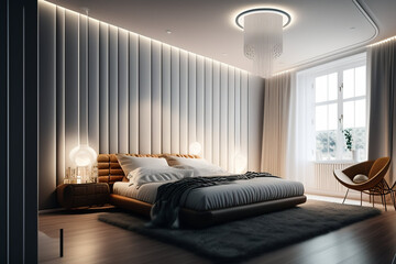 Modern bedroom is a peaceful feeling.