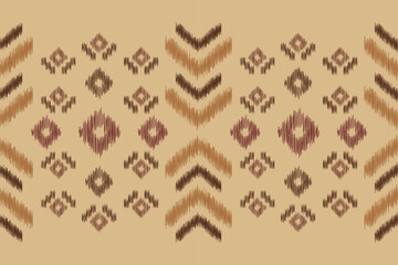 Ethnic Ikat fabric pattern geometric style.African Ikat embroidery Ethnic oriental pattern brown cream background. Abstract,vector,illustration.For texture,clothing,wrapping,decoration,carpet.