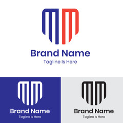 Abstract double letter m logo design
