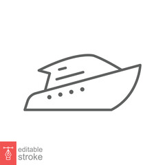 Yacht line icon. Simple outline style for web and app. Cruise, tourism and travel concept. Vector illustration on white background. Editable stroke EPS 10.