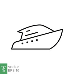 Yacht line icon. Simple outline style for web and app. Cruise, tourism and travel concept. Vector illustration on white background. EPS 10.