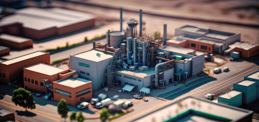 Miniature model of an industrial area - Generative AI