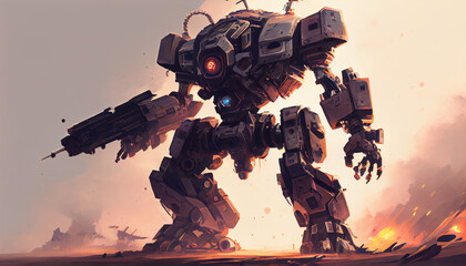 Massive_mech_robot in combat Ai generated image