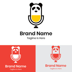 Vector coati juice glass with podcast logo design
