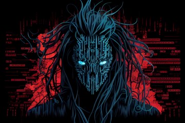 Cyber Criminality, Computer Fraud, Hacker, Data Theft, Cyberterrorism, Altering Of Information, Malicious Code , Computer Worms Or Virus, Concept. Generative AI