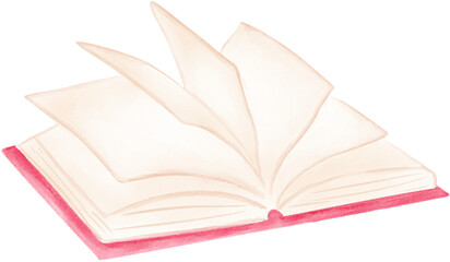 Open Book Watercolor Illustration – Minimal Hand Painted Clipart for Education, Reading or Journal Design