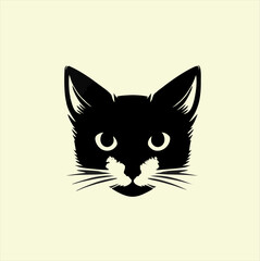 Cat head design vector on yellow background. Cat animal icon vector illustration.