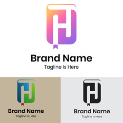 Letter H with education book concept logo design
