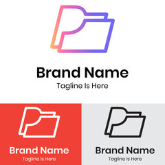 Letter p paper file logo design
