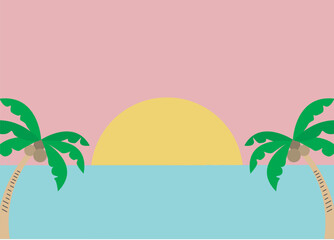 Fototapeta na wymiar summer pink beach and palms