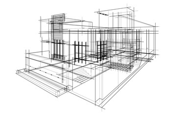 Architectural sketch of a house building 