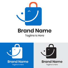 Smile bag online shopping logo design
