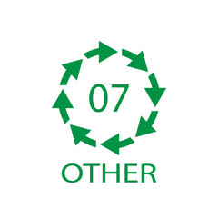 OTHER 07 recycling code symbol. Plastic recycling vector polyethylene sign.